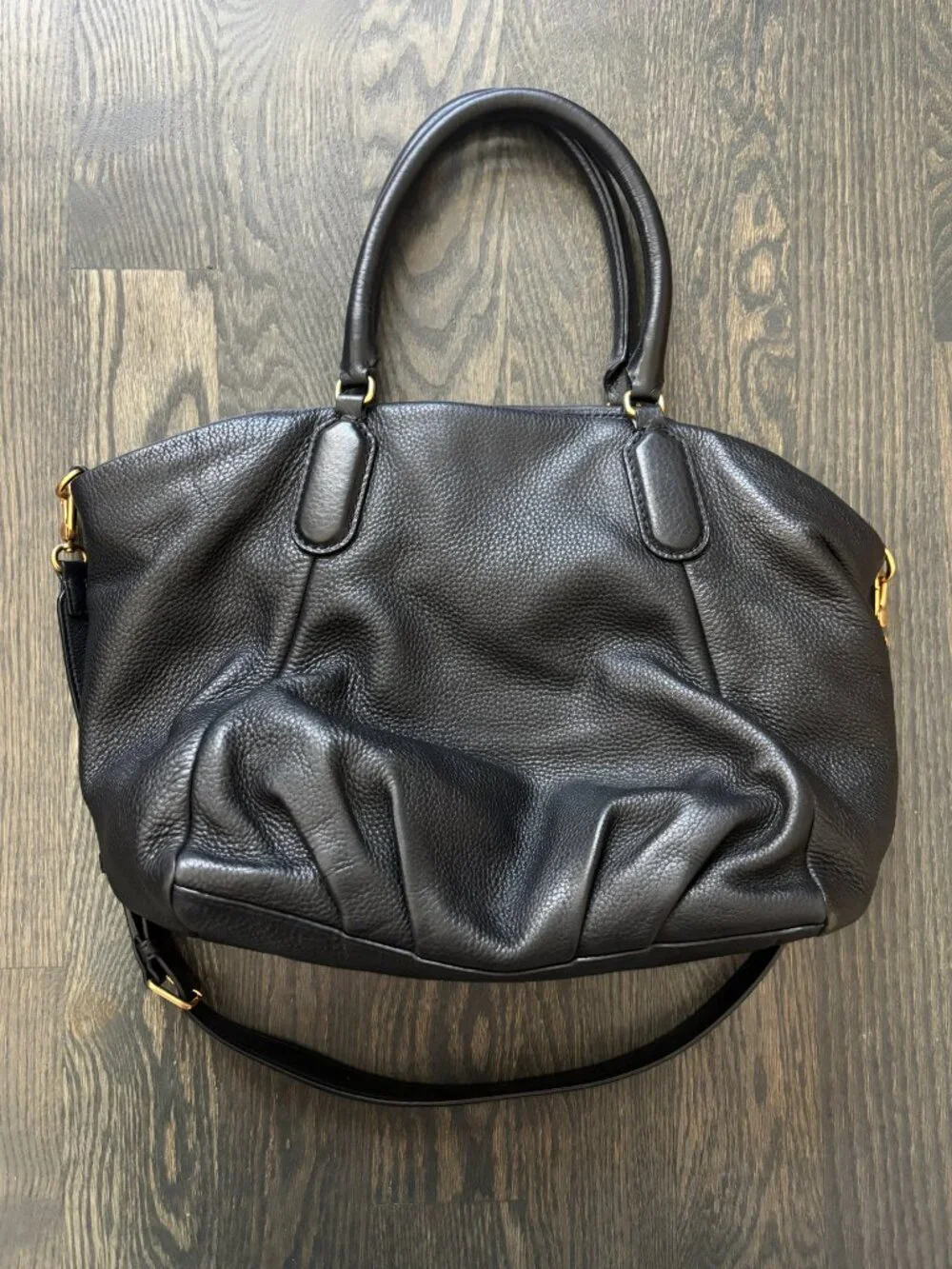 Authentic MARC by Marc Jacobs Classic Q-Franc Black Pebble Leather Shoulder Bag - Picture 7 of 11